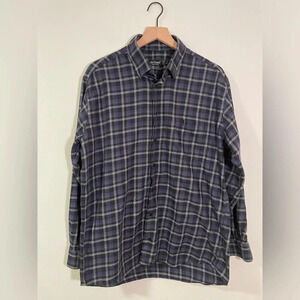 St. Croix Made in Italy Men's Blue Flannel Size XL Long Sleeve Button Down Shirt